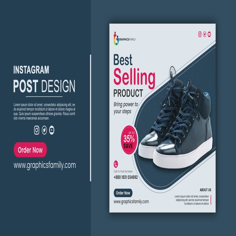 فایل طراحی بنر شبکه‌های اجتماعی و قالب پست اینستاگرام کفش - Shoes social media banner and Instagram post template design