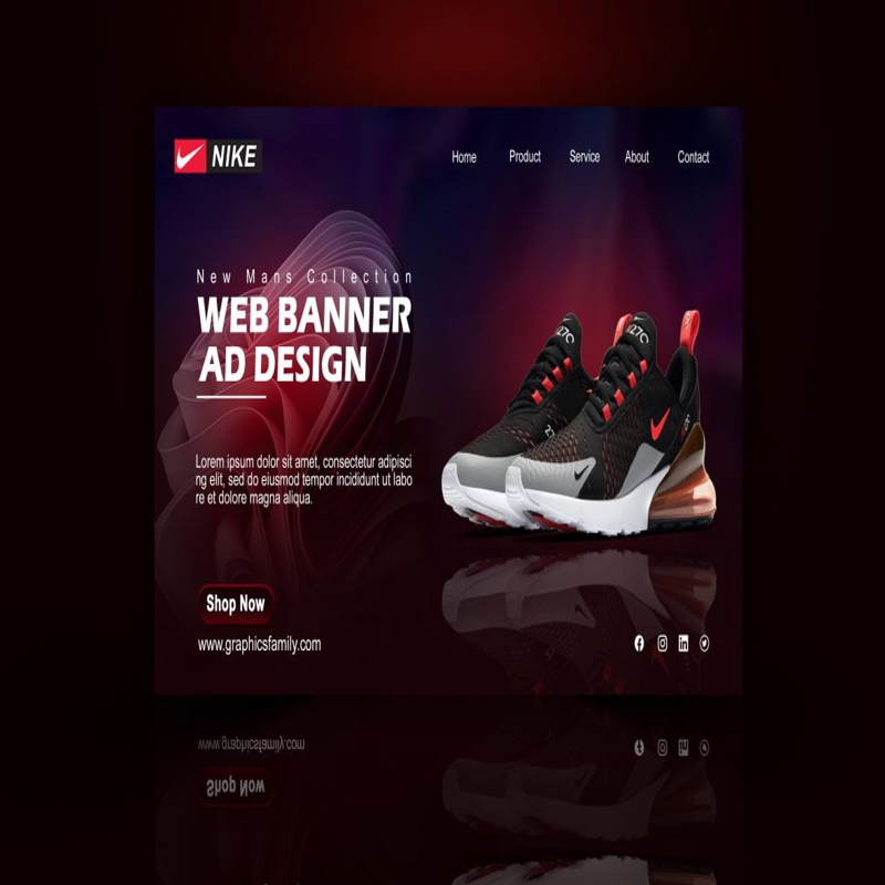 فایل طراحی بنر تبلیغاتی وب سایت کفش برای شبکه های اجتماعی - Shoes Social Media Web Banner Advertisement Design