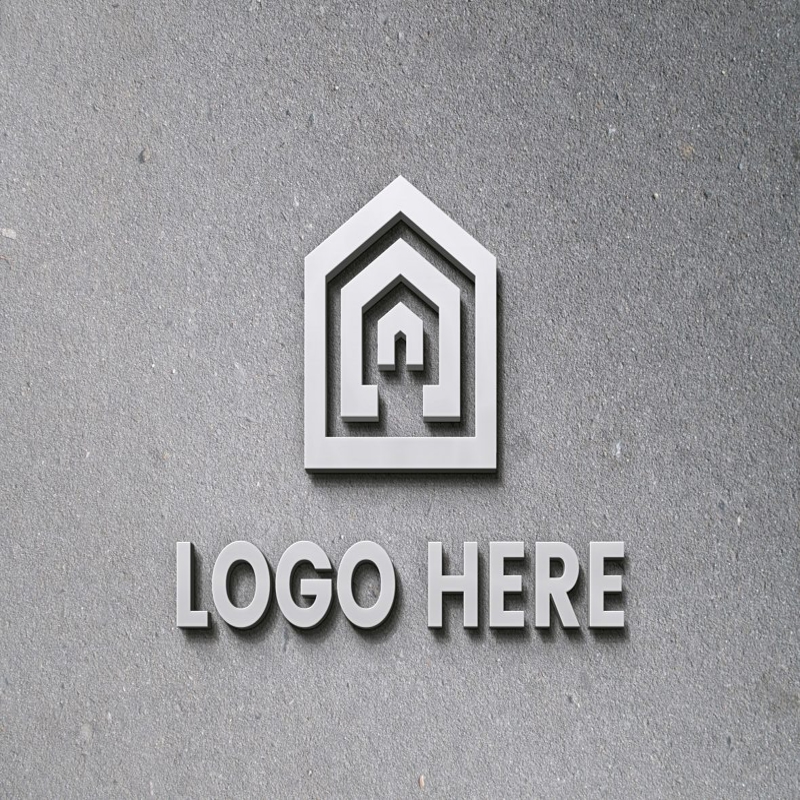 فایل موکاپ لوگوی سه بعدی نقره ای روی دیوار گچی - Silver 3D Logo Mockup On Plaster Wall