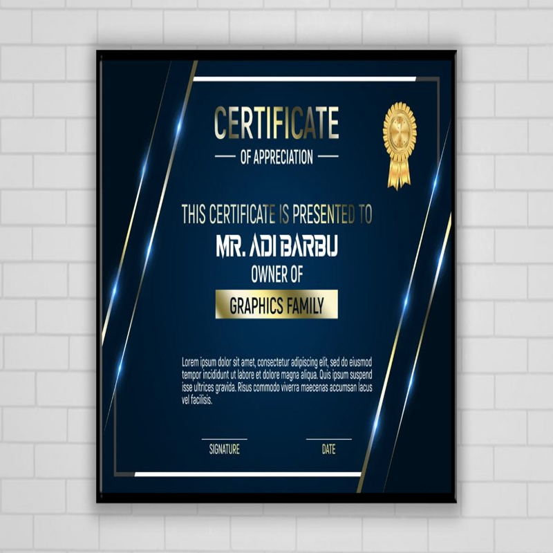 فایل الگوی گواهی اثر لوکس ساده و شیک - Simple And Stylish Luxury Effect Certificate Template