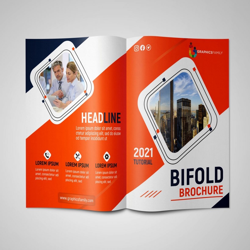 فایل طراحی بروشور ساده دو لت برای فتوشاپ - Simple Bifold Brochure Design for Photoshop