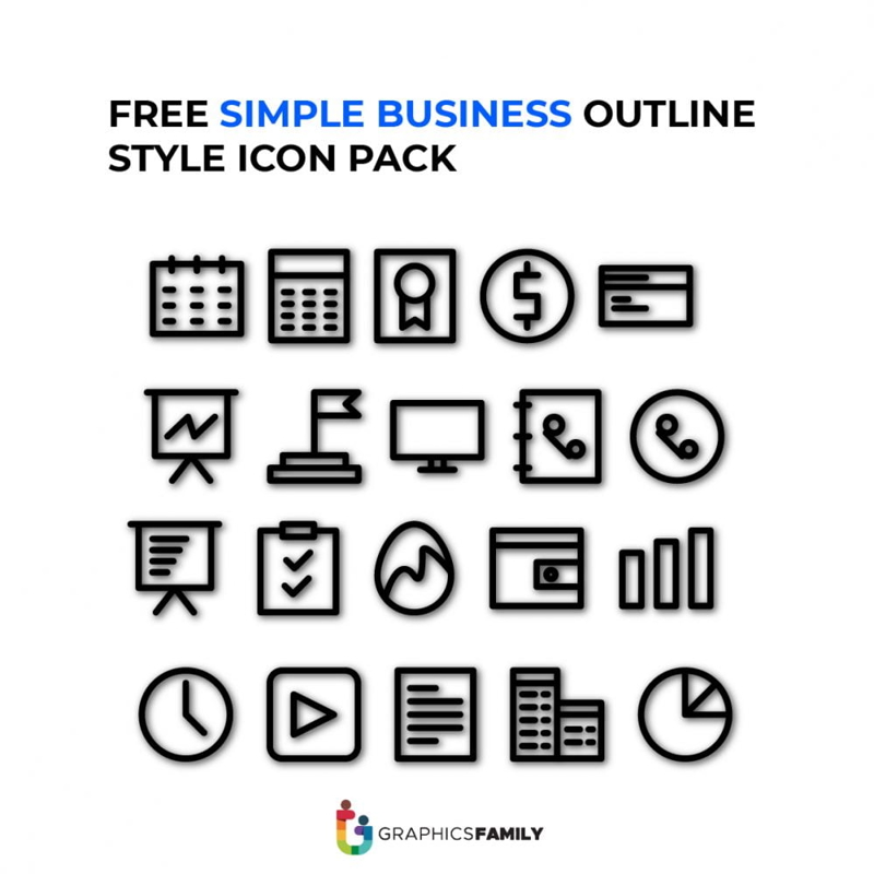 فایل بسته آیکون‌های تجاری ساده - سبک کلی - Simple Business Icons Pack – Outline Style