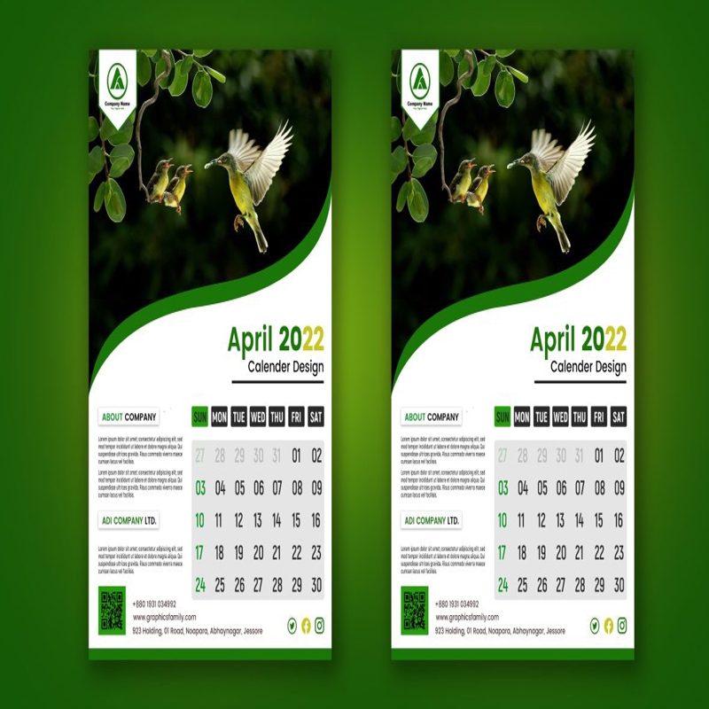 فایل الگوی طراحی تقویم ساده - Simple Calendar Design Template
