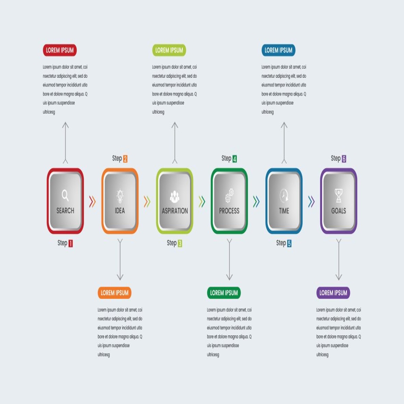 فایل اینفوگرافیک شش مرحله‌ای با تصویر برداری کسب و کار با گزینه‌های اصلی - Six steps infographics with main option business vector image