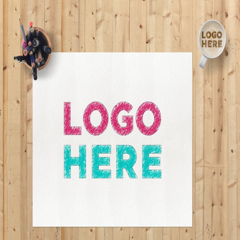 فایل موکاپ لوگو با کاغذ طرح اولیه - Sketch Paper Logo Mockup