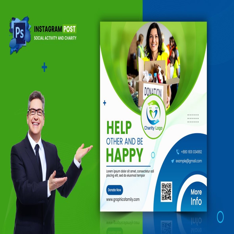 فایل پست‌های اینستاگرامی فعالیت‌های اجتماعی و خیریه - Social activity and charity Instagram posts