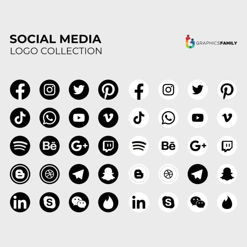 فایل مجموعه آیکون‌های رسانه‌های اجتماعی جدا شده در پس‌زمینه خاکستری - Social Media Icons Set Isolated on Gray Background