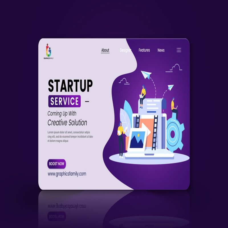 فایل طراحی صفحه فرود شبکه‌های اجتماعی برای کسب و کارهای نوپا - Social Media Landing Page Design for Startup Business
