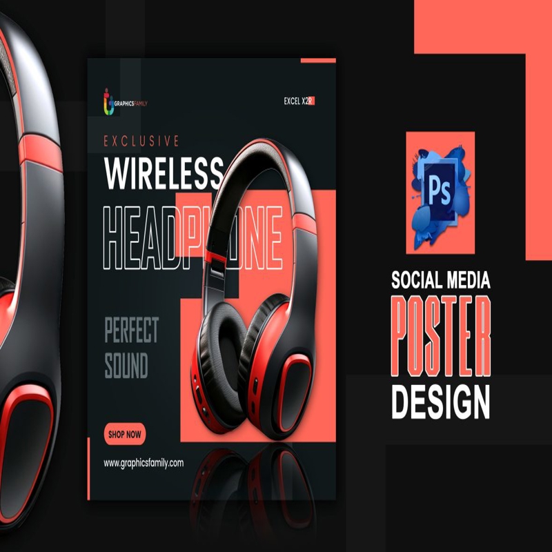 فایل الگوی بنر فروش هدفون برای طراحی پست شبکه‌های اجتماعی - Social Media Post Design Headphone Sale Banner Template