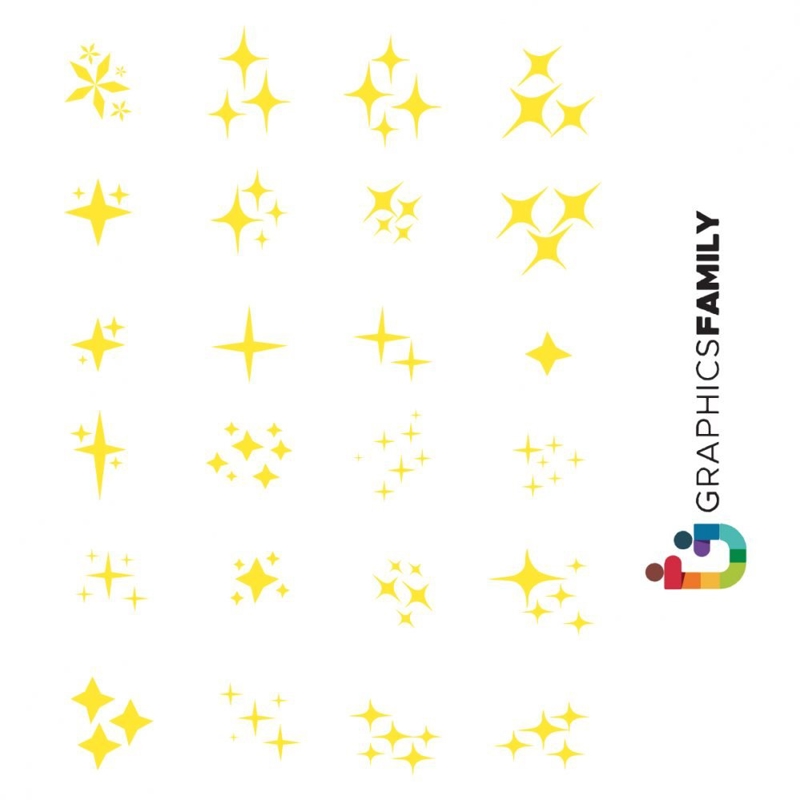 فایل ستاره‌های درخشان، جرقه‌های براق، ستاره‌های نورانی تابان و عناصر درخشان - Sparkling Stars, Shiny Sparks, Glittering Light Stars and Sparkle Elements