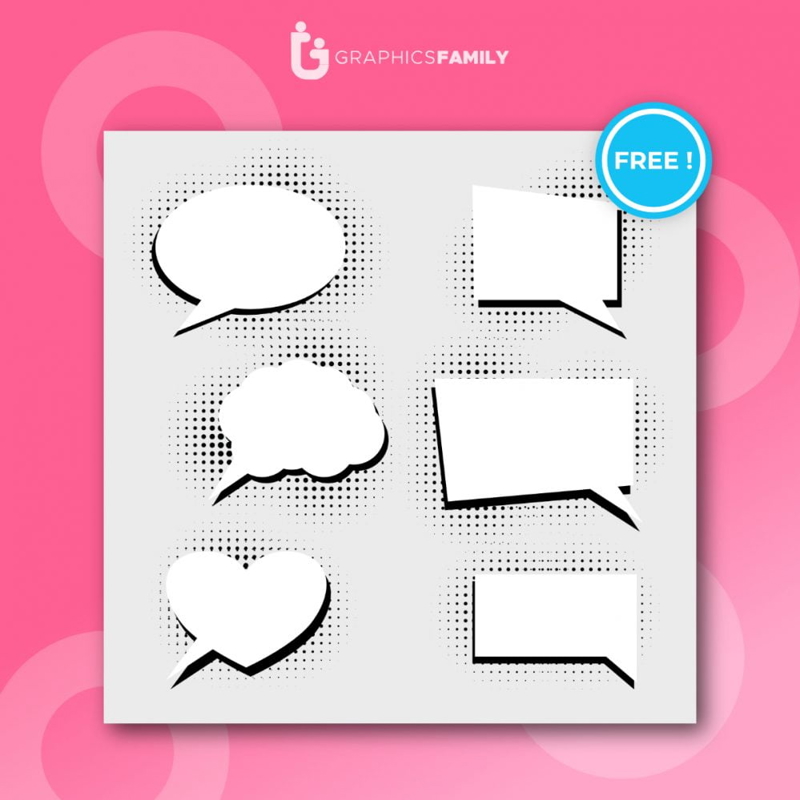 فایل حباب‌های گفتاری با نقاط نیم‌رنگ - Speech bubbles with halftone dots