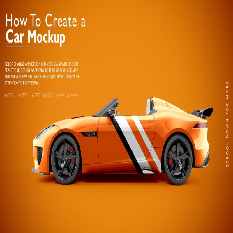 فایل موکاپ PSD ماشین اسپرت - Sport Car PSD Mockup