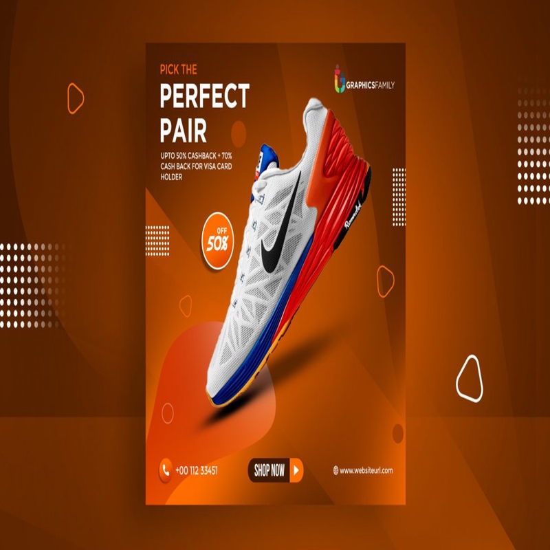 فایل طراحی بنر کفش ورزشی - Sports Running Shoes Banner Design