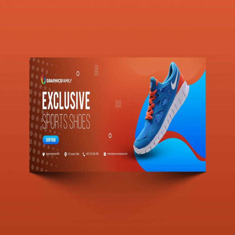 فایل طرح بنر تبلیغاتی فروش کفش ورزشی - Sports Shoes Sale Advertising Template Design