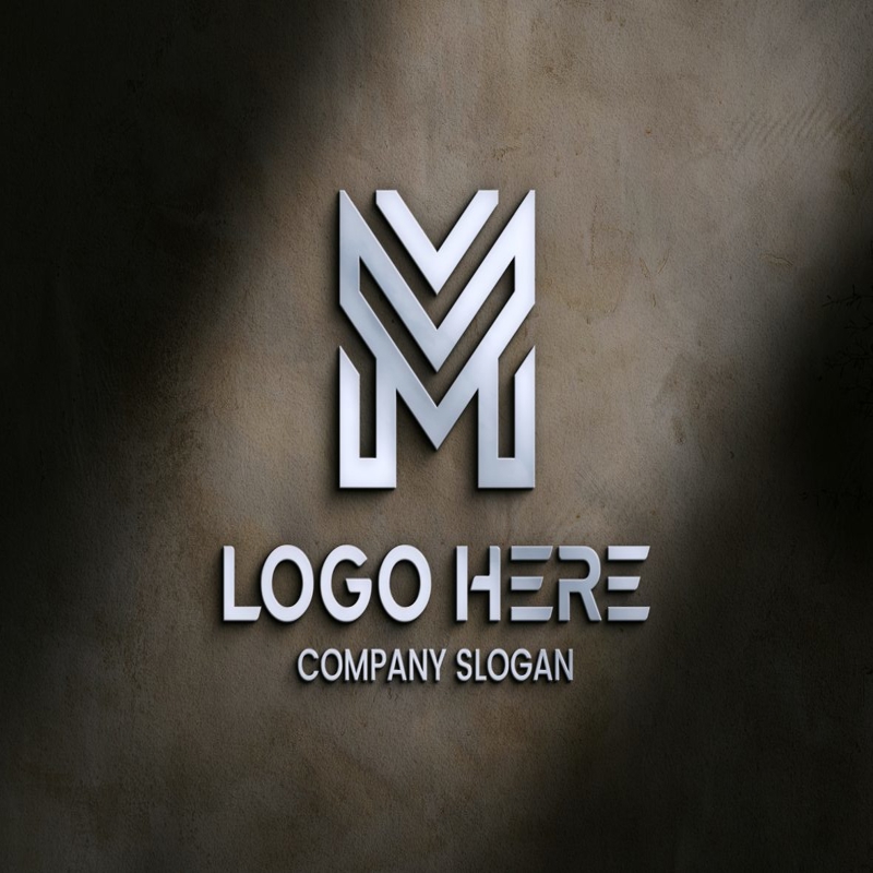 فایل ماک‌آپ لوگوی سه‌بعدی با افکت نورافکن روی دیوار سیمانی - Spotlights effect 3d logo mockup on cement wall