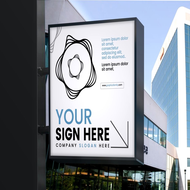 فایل الگوی ماکت تابلو مربعی - Square Sign Mockup Template