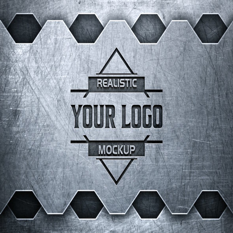فایل موکاپ لوگو مهر زنی فلزی ساده - Stamping Logo Mockup Plain Metal