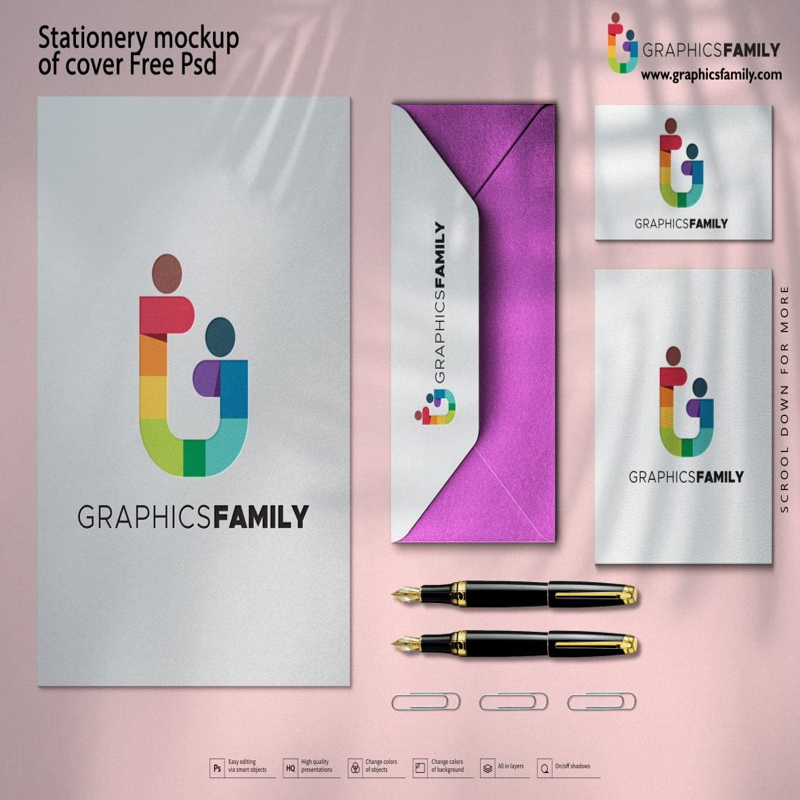فایل ماکت لوازم التحریر جلد PSD - Stationery Mockup of Cover PSD