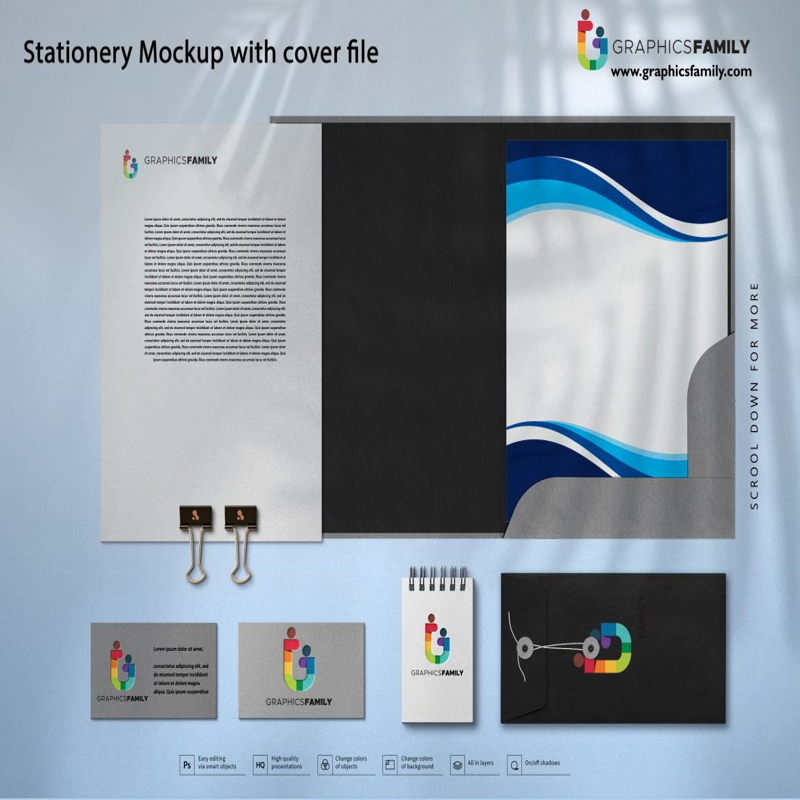 فایل ماکت لوازم التحریر به همراه فایل جلد - Stationery Mockup with Cover file