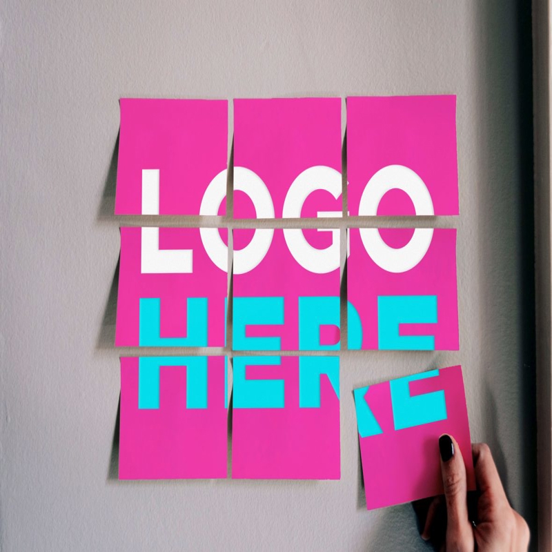 فایل موکاپ لوگو یادداشت‌های چسبان - Sticky Notes Logo Mockup