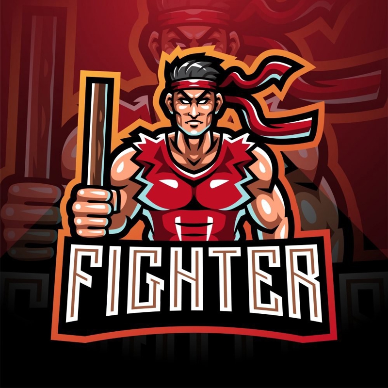 فایل الگوی لوگوی شخصیت کارتونی مبارز خیابانی - Street Fighter Mascot Logo Template