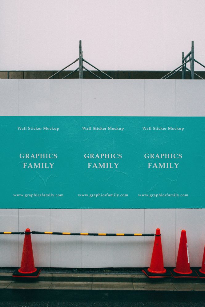 فایل ماک‌آپ استیکر دیواری خیابانی - Street Wall Sticker Mockup