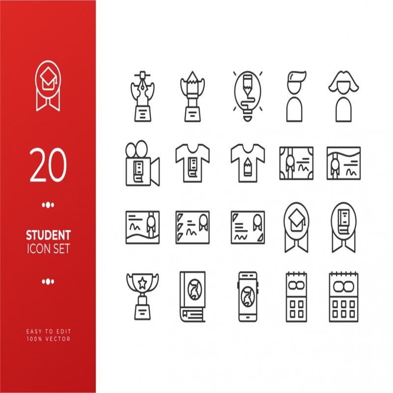 فایل مجموعه آیکون‌های دانشجویی - Student Icon Set
