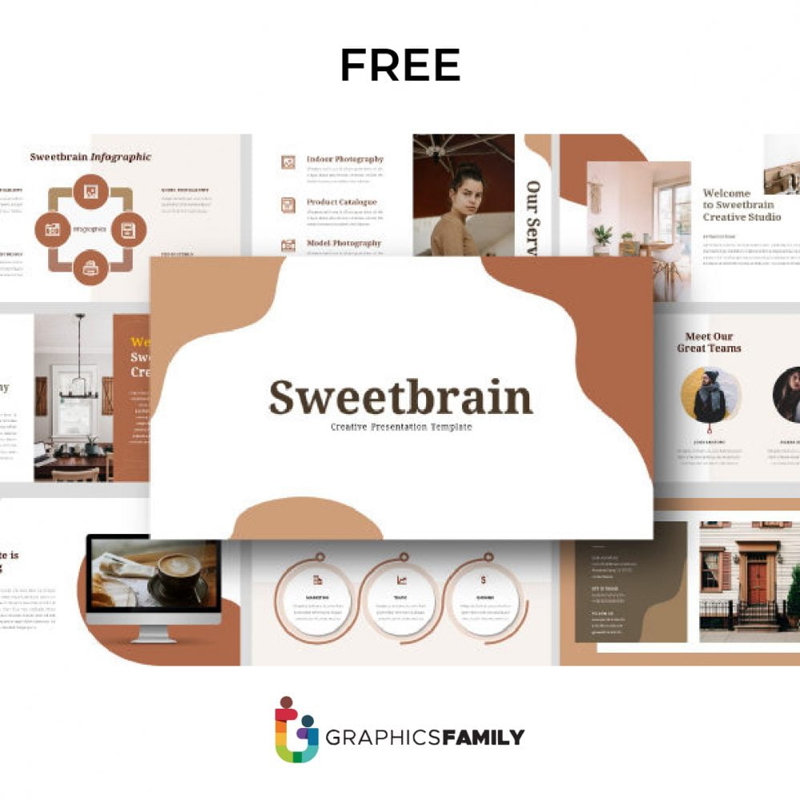 فایل قالب ارائه پاورپوینت خلاقانه Sweetbrain - Sweetbrain Creative PowerPoint Presentation Template