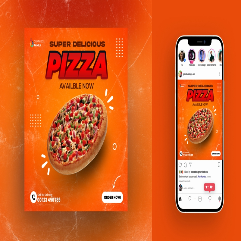فایل الگوی بنر پست رسانه اجتماعی رستوران بیرون‌بر - Takeaway Restaurant Social Media Post Banner Template