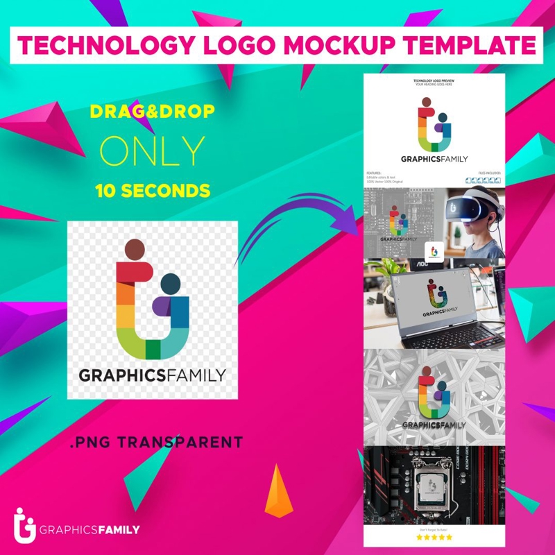 فایل قالب موکاپ لوگو فناوری - Technology Logo Mockup Template
