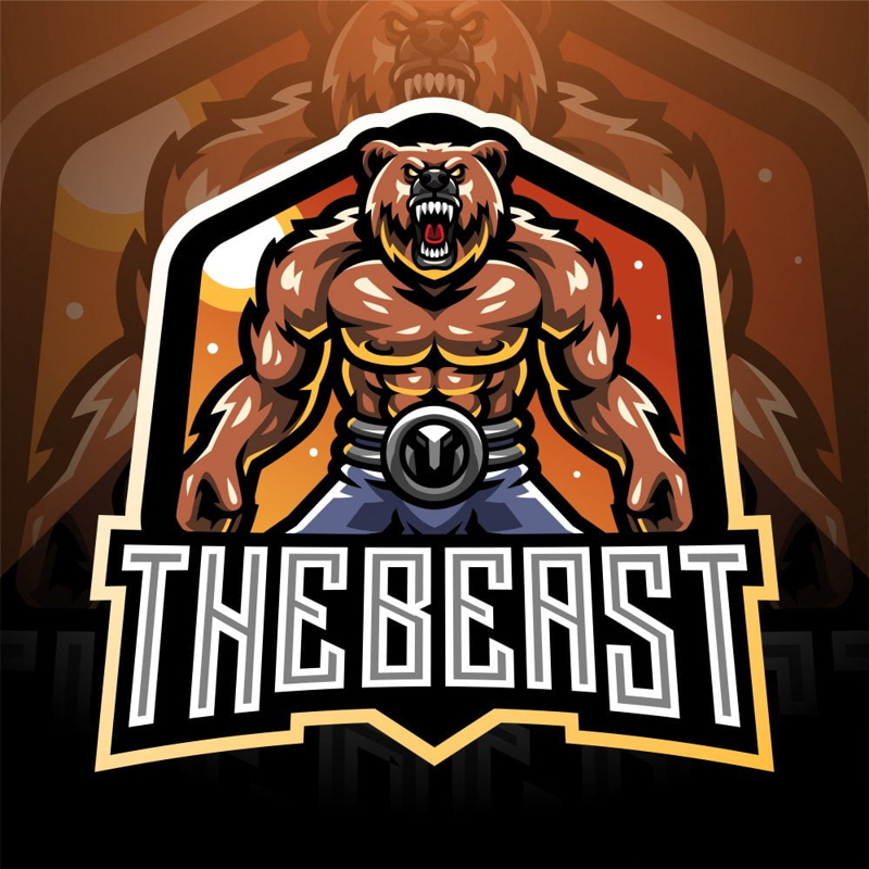 فایل الگوی لوگوی طلسم ورزش‌های الکترونیکی The Beast - The Beast Esports Mascot Logo Template