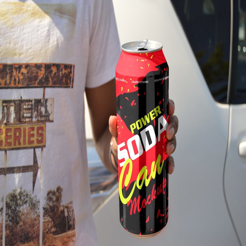 فایل ماکت قوطی حلبی روی دست - Tin Can On Hand Mockup