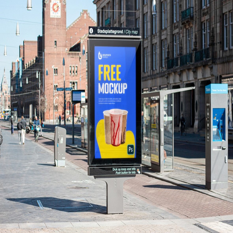 فایل موکاپ پوستر تابلو لمسی - Touch Signboard Poster Mockup
