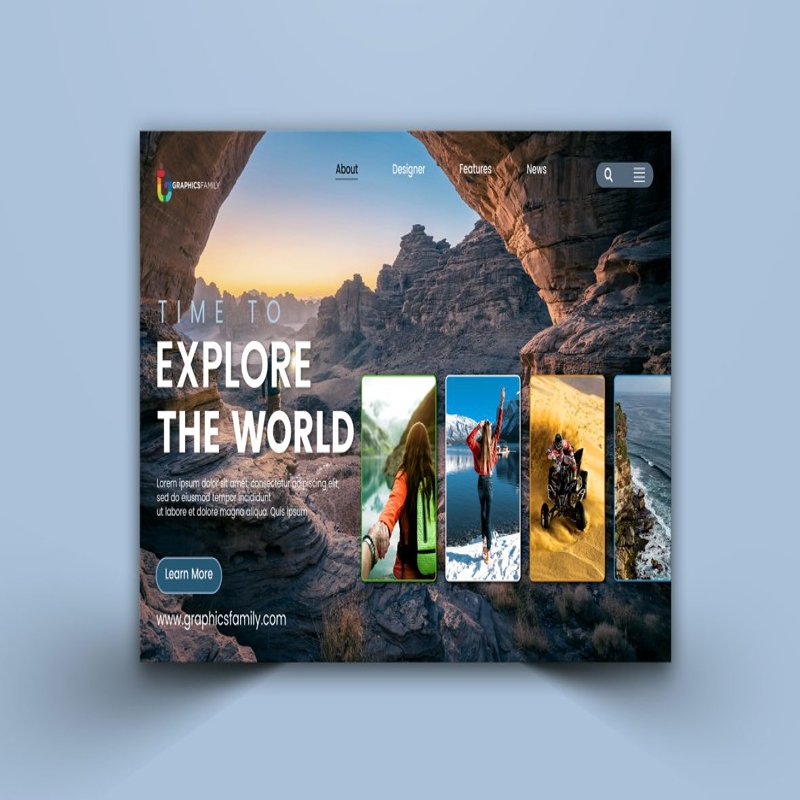 فایل الگوی بنر وب‌سایت مکان توریستی - Tourist Spot Website Banner Template