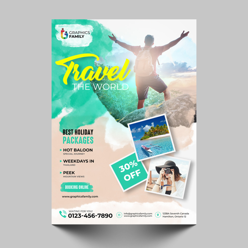 فایل طراحی بروشور آژانس مسافرتی، طراحی پوستر تور و سفر - Travel Agency Flyer Design Tour & Travel Poster Design