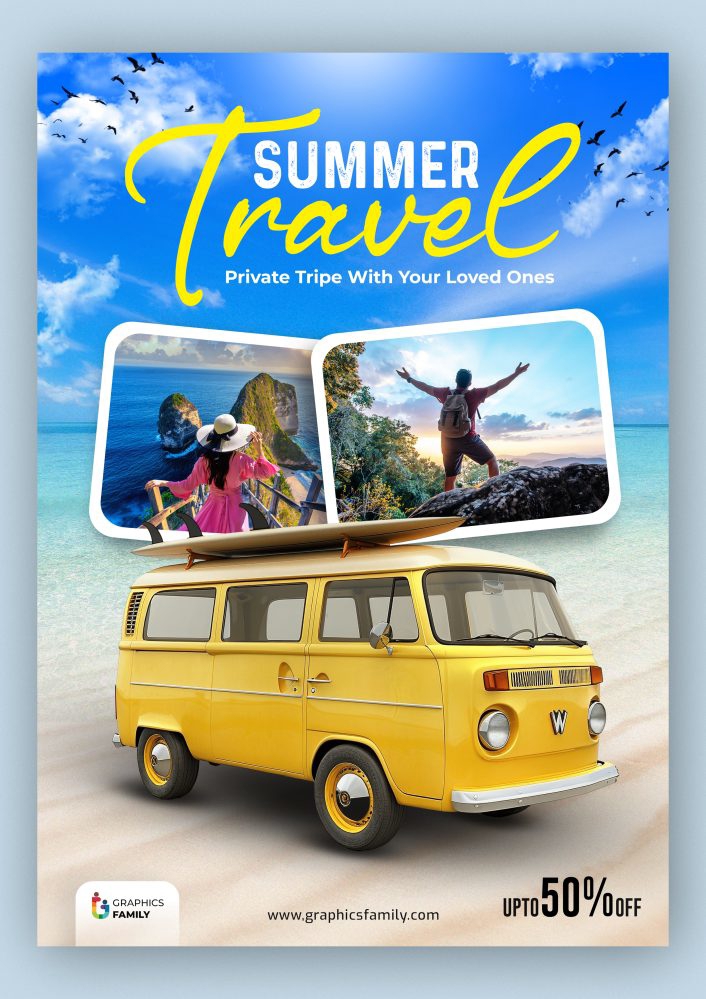 فایل طراحی بروشور مسافرتی - Travel Flyer Design