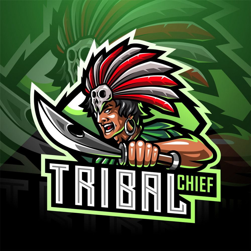فایل الگوی لوگوی طلسم رئیس قبیله - Tribal Chief Mascot Logo Template