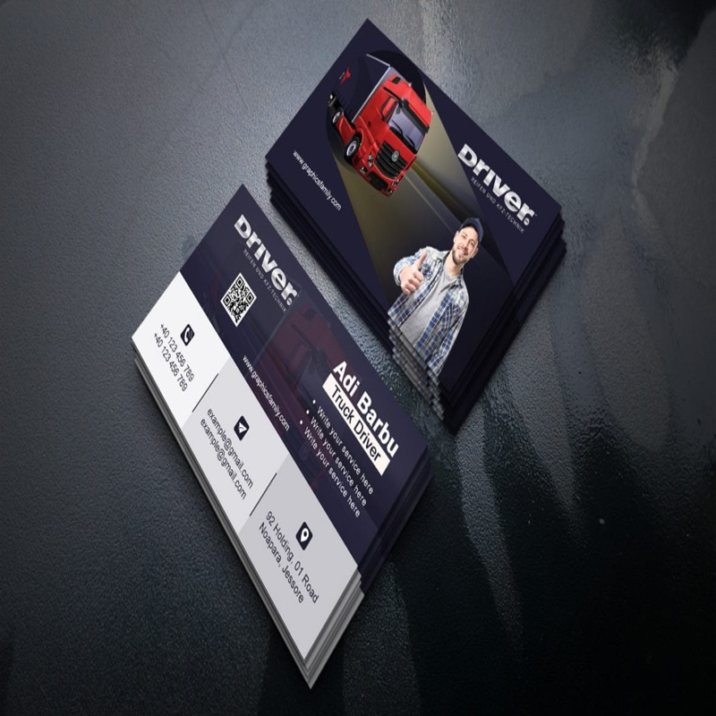 فایل طراحی کارت ویزیت راننده کامیون - Truck Driver Business Card Design