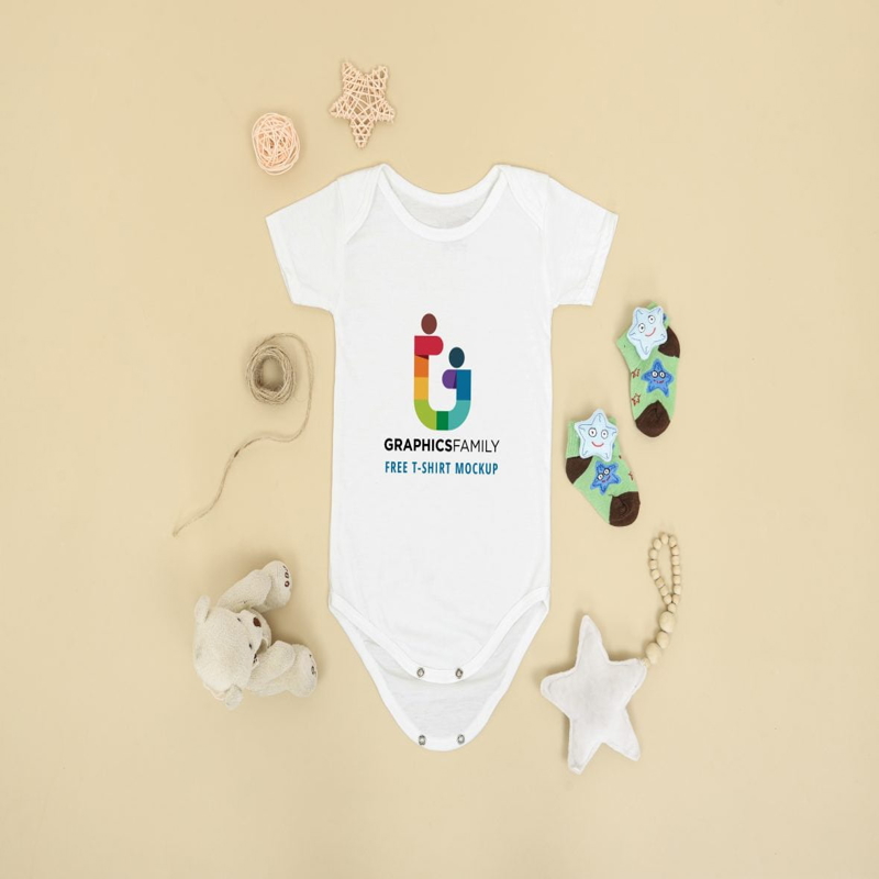 فایل ماکت تی‌شرت نوزادی یونیفرم - Tshirt Mockup Baby Uni