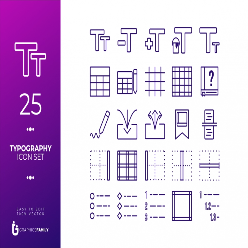 فایل مجموعه آیکون‌های تایپوگرافی - Typography icon set