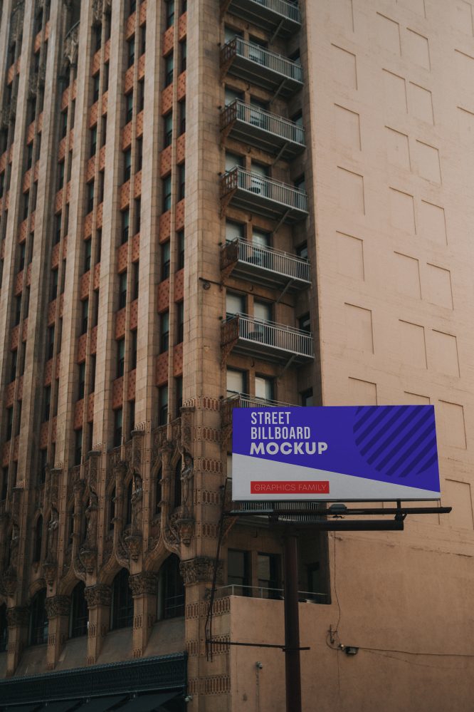 فایل ماکت طراحی بیلبورد ساختمان شهری - Urban Building Billboard Design Mockup