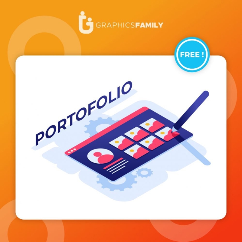 فایل تصویر برداری از مفهوم نمونه کارها برای! - Vector illustration of portfolio concept for!