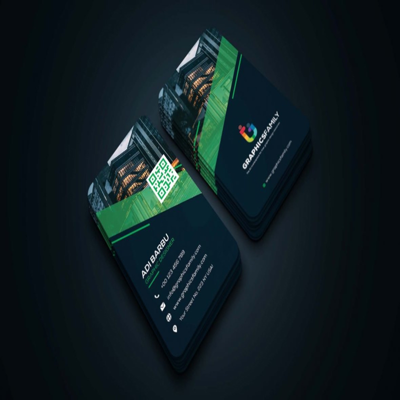 فایل طراحی قالب کارت ویزیت عمودی برای طراح گرافیک - Vertical Business Card Template Design for Graphic Designer