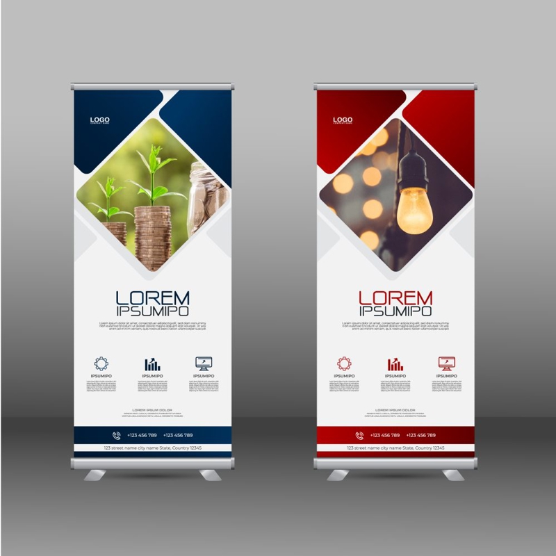 فایل قالب بنر رول‌آپ عمودی کسب و کار - Vertical business rollup banner template