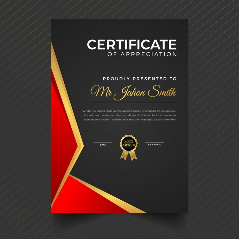 فایل طرح قالب گواهی لوکس عمودی تیره - Vertical Dark Luxury Certificate Template Design