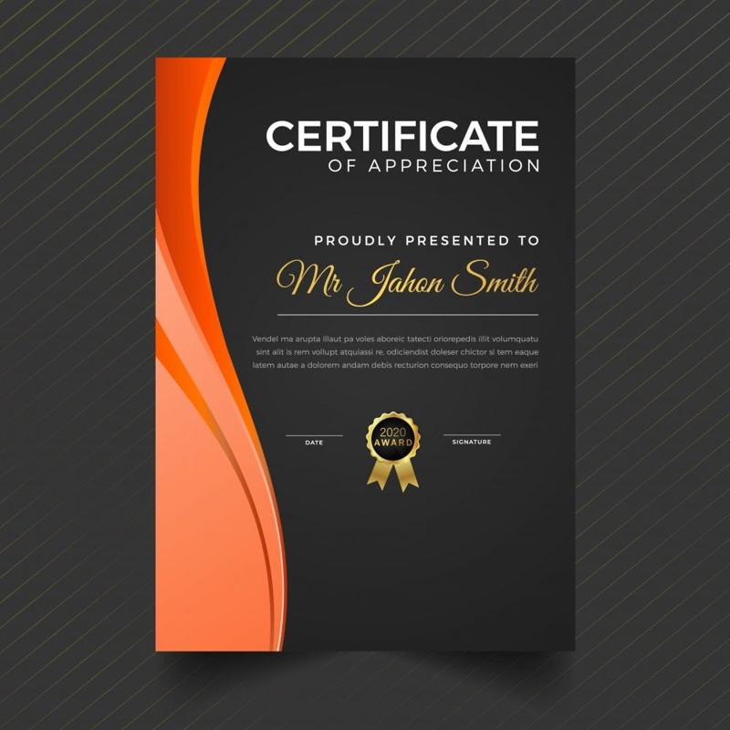 فایل تقدیرنامه مدرن عمودی - Vertical Modern Certificate of Appreciation