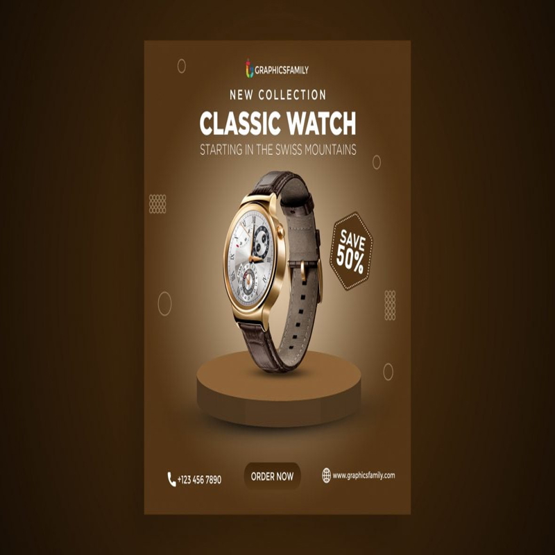 فایل طراحی پست تبلیغاتی شبکه‌های اجتماعی حراج ساعت - Watch Sale Social Media Advertising Post Design