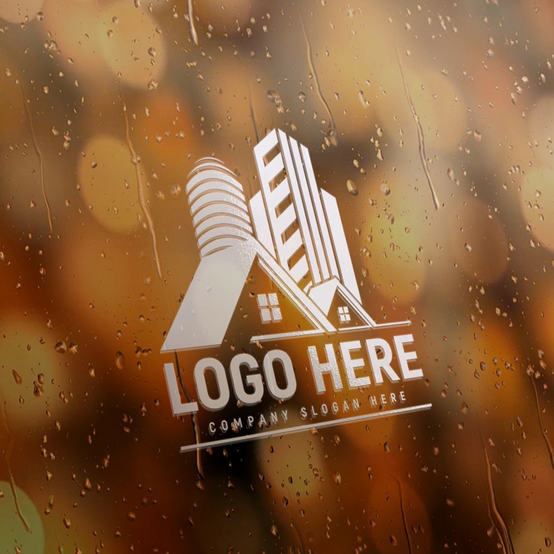 فایل موکاپ لوگو قطره آب شیشه‌ای - Water Drop Glass Logo Mockup