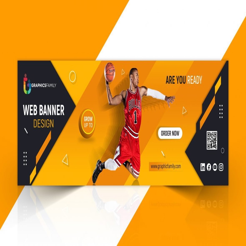فایل قالب بنر وب با مفهوم ورزشی - Web banner template with sports concept