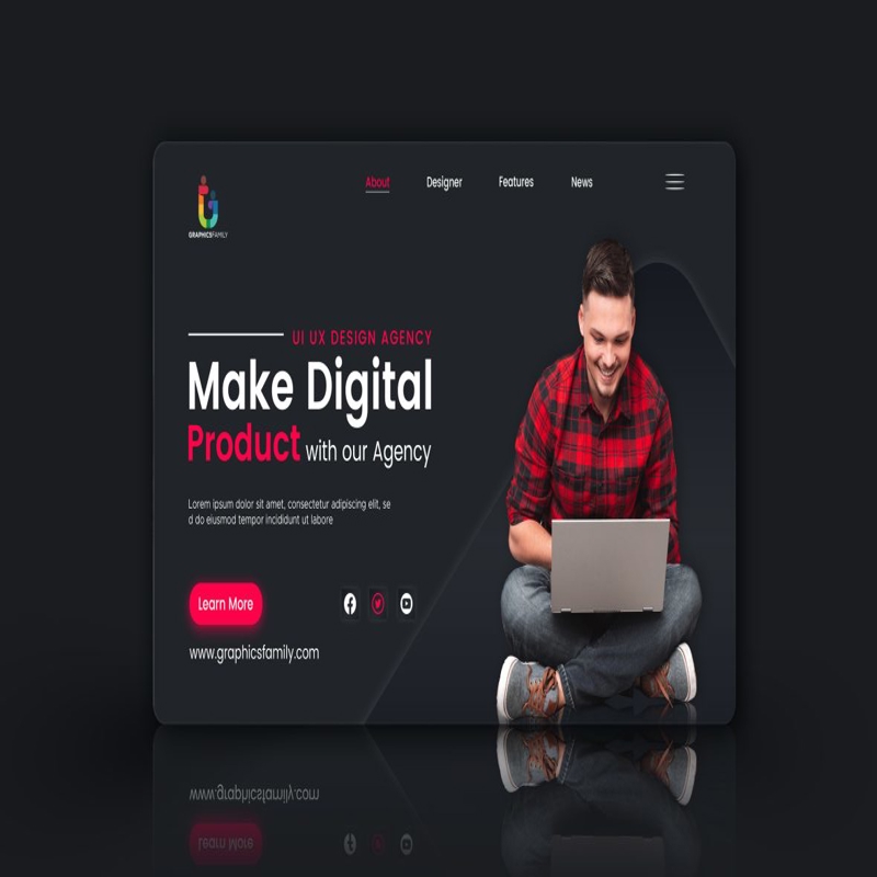 فایل طراحی صفحه فرود وب‌سایت - صفحه اصلی - Website Landing Page Design-Home Page